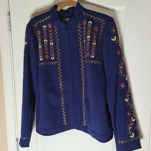Dennis Brasso Navy blue embroidery womans jacket size 14